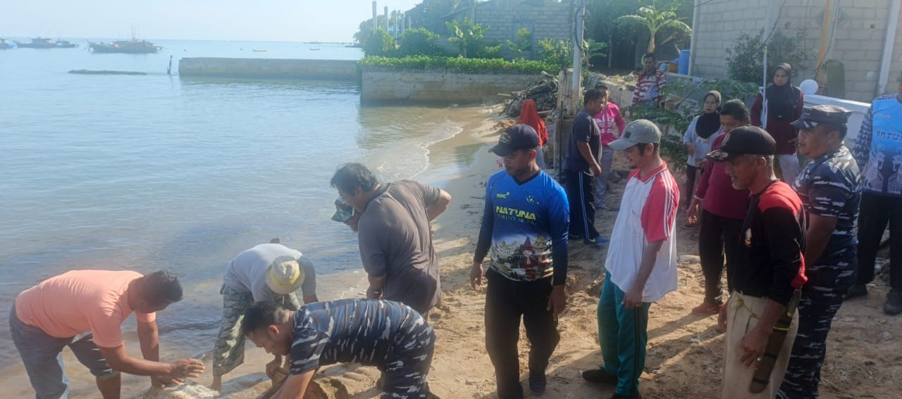 POS TNI Angkatan Laut Midai Bersama Forkopimcam dan Warga Masyarakat Midai Laksanakan Aksi Bersih Pantai
