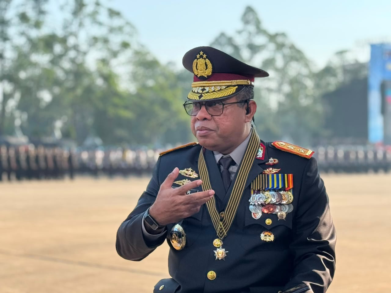 Kolone Senjata Bentuk Logo 80 Tahun Polri Warnai Upacara Hari Bhayangkara ke-80