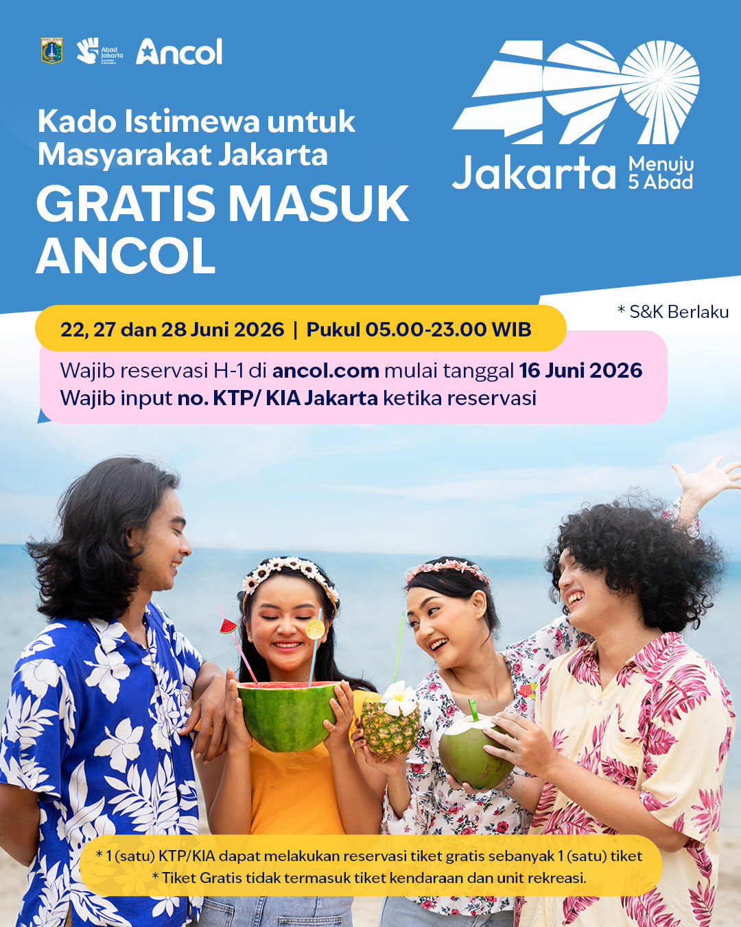 HUT Jakarta ke-499, Ancol Gratiskan Tiket Masuk untuk Warga Jakarta Selama Tiga Hari