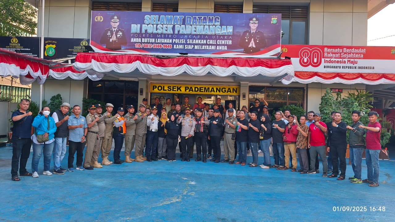 Polsek Pademangan Gelar Apel Patroli 3 Pilar Bersama Elemen Masyarakat Antisipasi Massa Anarkis