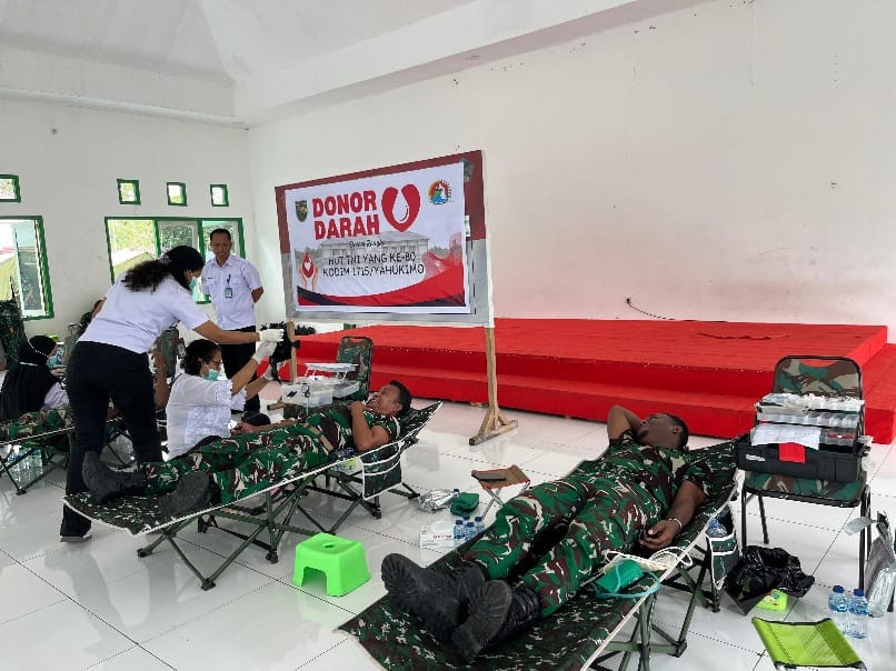 Sambut HUT TNI Ke-80, Kodim 1715/Yahukimo Gelar Donor Darah