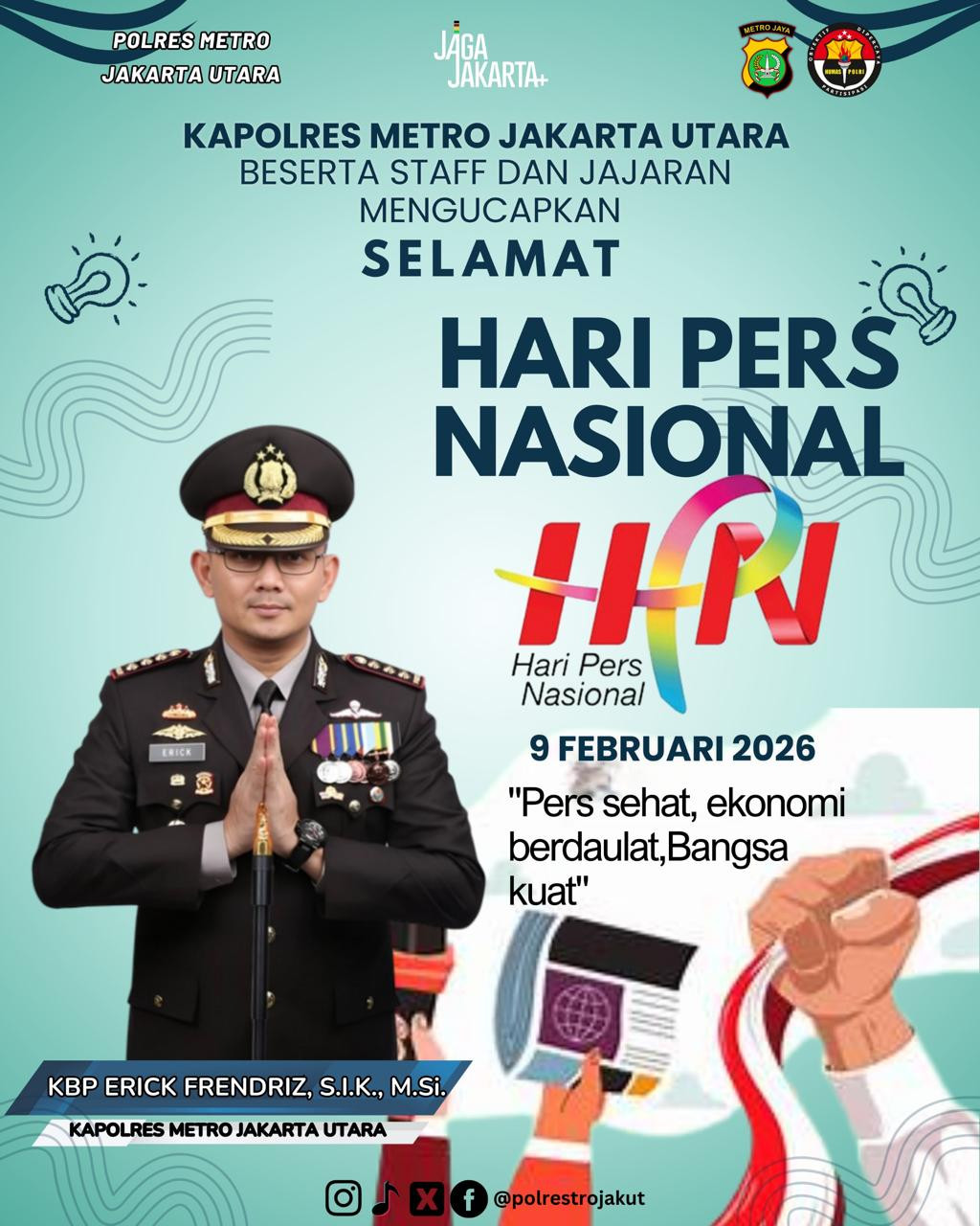 Hari Pers Nasional 2026, Kapolres Metro Jakut Tekankan Pentingnya Pers Sehat