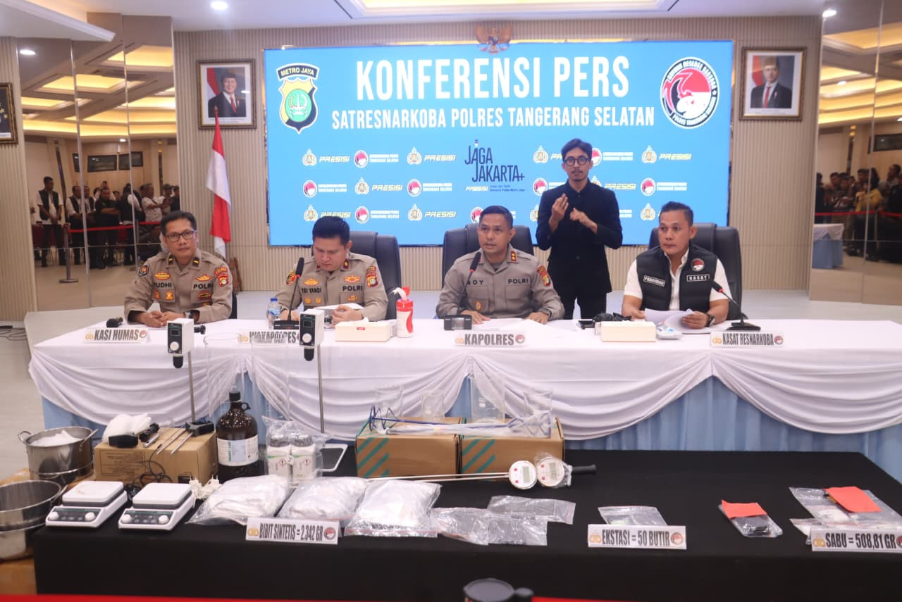 Polres Tangsel Ungkap Peredaran Sabu, Ekstasi, dan Narkotika Sintetis, 5 Tersangka Diamankan