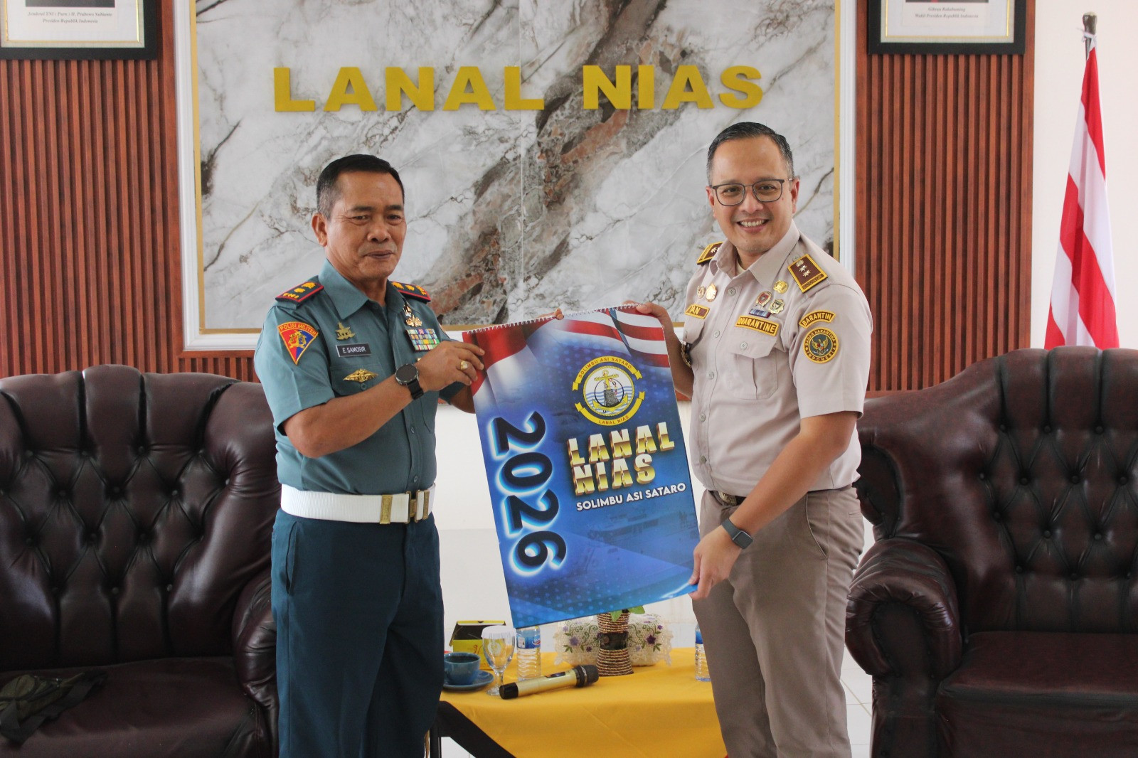 Perkuat Sinergitas Pengamanan Hayati dan Penegakan Hukum Laut, Lanal Nias Terima Audiensi Badan Karantina Indonesia