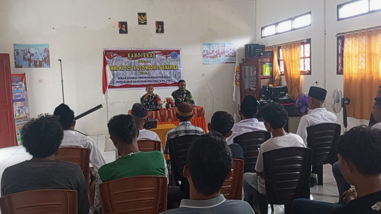 Satgas TMMD Kodim 1506/Namlea Melaksanakan Kegiatan  Sosialisasi Tentang Keamanan dan Ketertiban Masyarakat (Kamtibmas) di Desa Hote