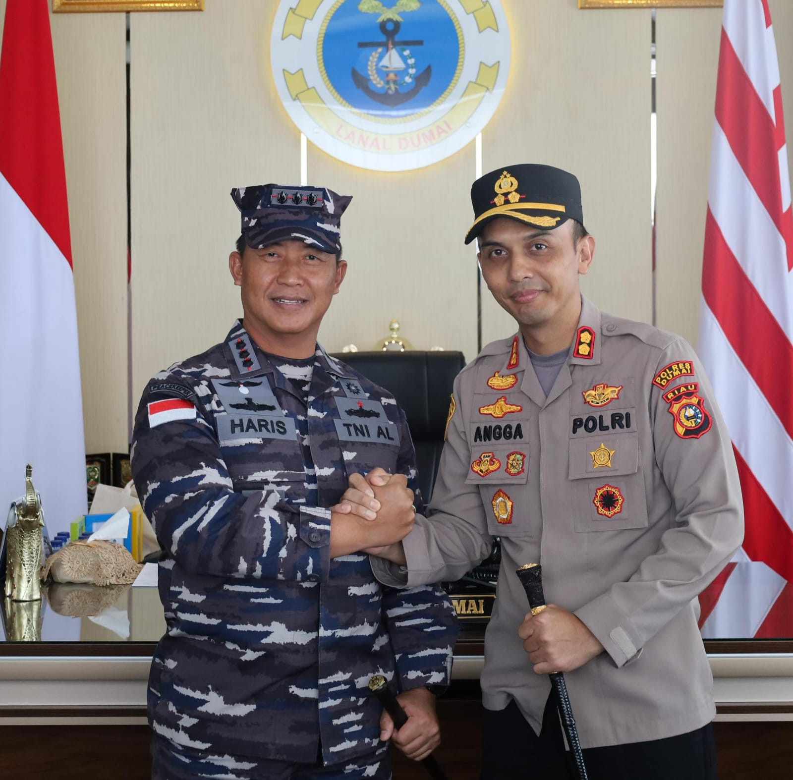 Perkuat Solidaritas TNI-POLRI, Komandan Lanal Dumai Terima Kunjungan Silaturahmi Kapolres Dumai