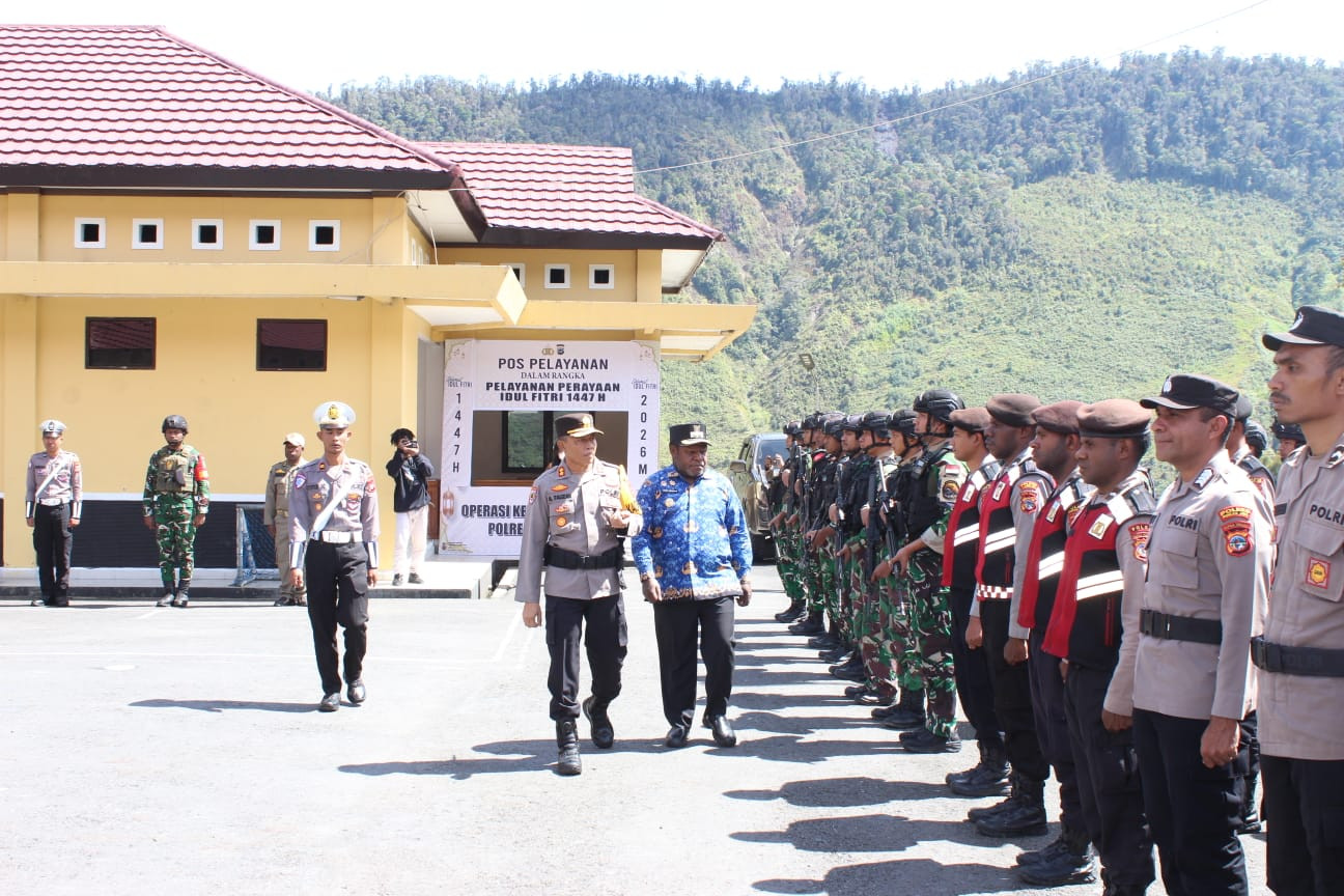 Kodim 1714/Puncak Jaya Turun Hadir Bersama Apel Gelar Pasukan TNI/Polri, Satgas dan Apintel Pada Operasi Ketupat Noken 2026
