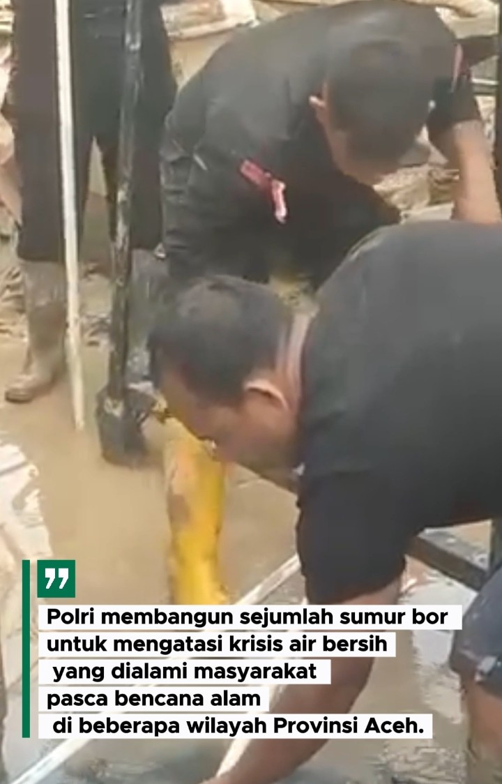 Polri Bangun Sumur Bor dan Salurkan Ratusan Tandon Air Bersih untuk Warga Terdampak Banjir di Aceh
