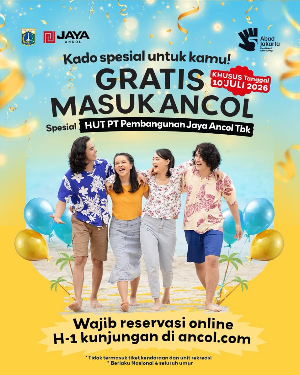 Sambut Hari Jadi PT Pembangunan Jaya Ancol Tbk, Ancol Berikan Tiket Masuk Gratis