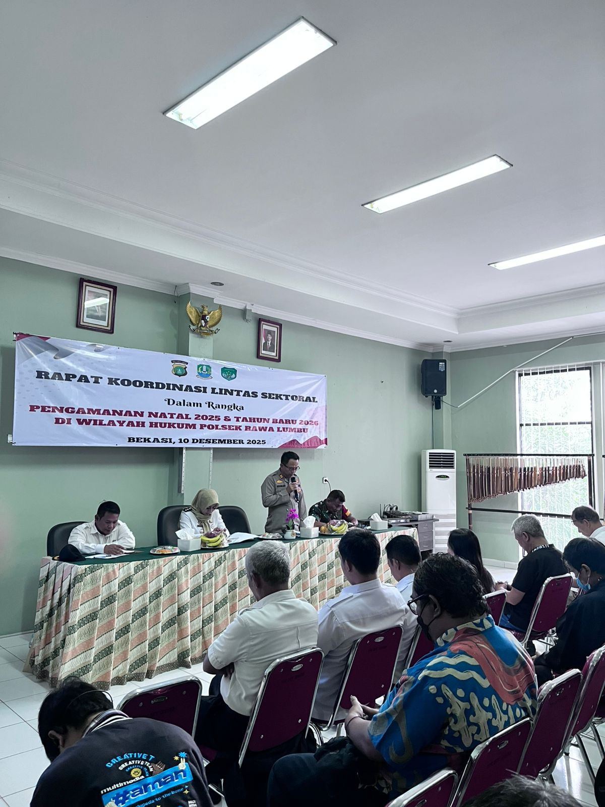 Kapolsek Rawalumbu Pimpin Giat Rakord Lintas Sektoral Pengamanan Natal 2025 dan Tahun Baru 2026