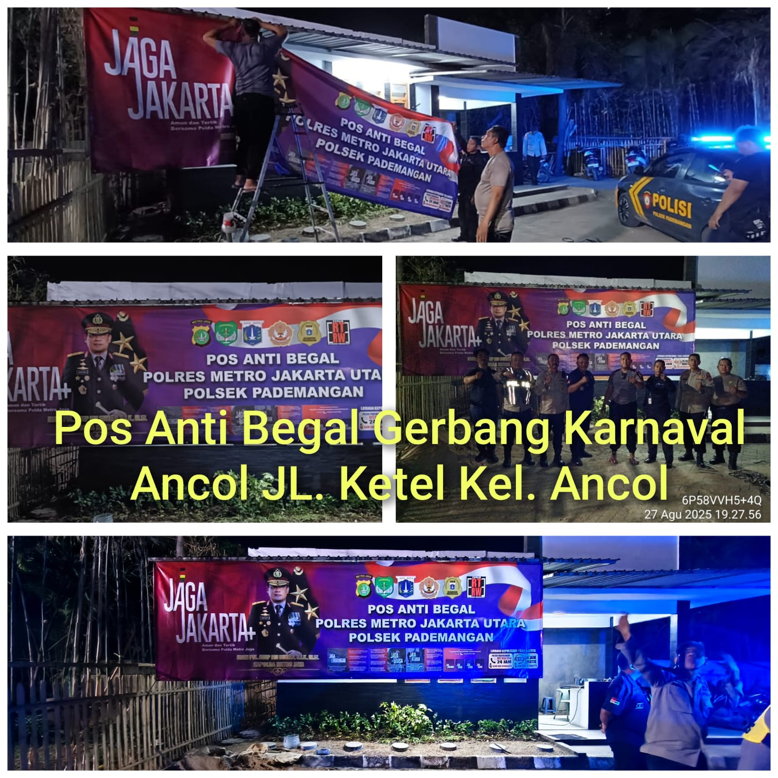 Polsek Pademangan Pasang Spanduk Anti Tawuran, Begal, dan Balap Liar Dukung Program “Jaga Jakarta”