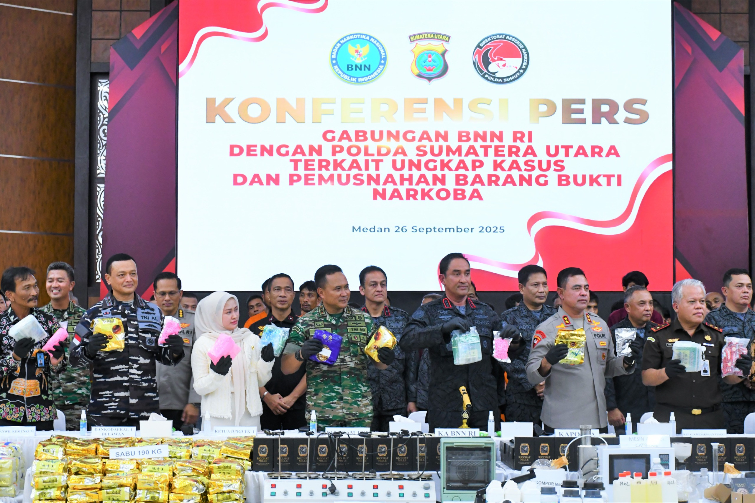 Sinergi Lawan Narkoba, Komandan Kodaeral I Hadiri Pemusnahan Barang Bukti Narkoba di Mapolda Sumatera Utara