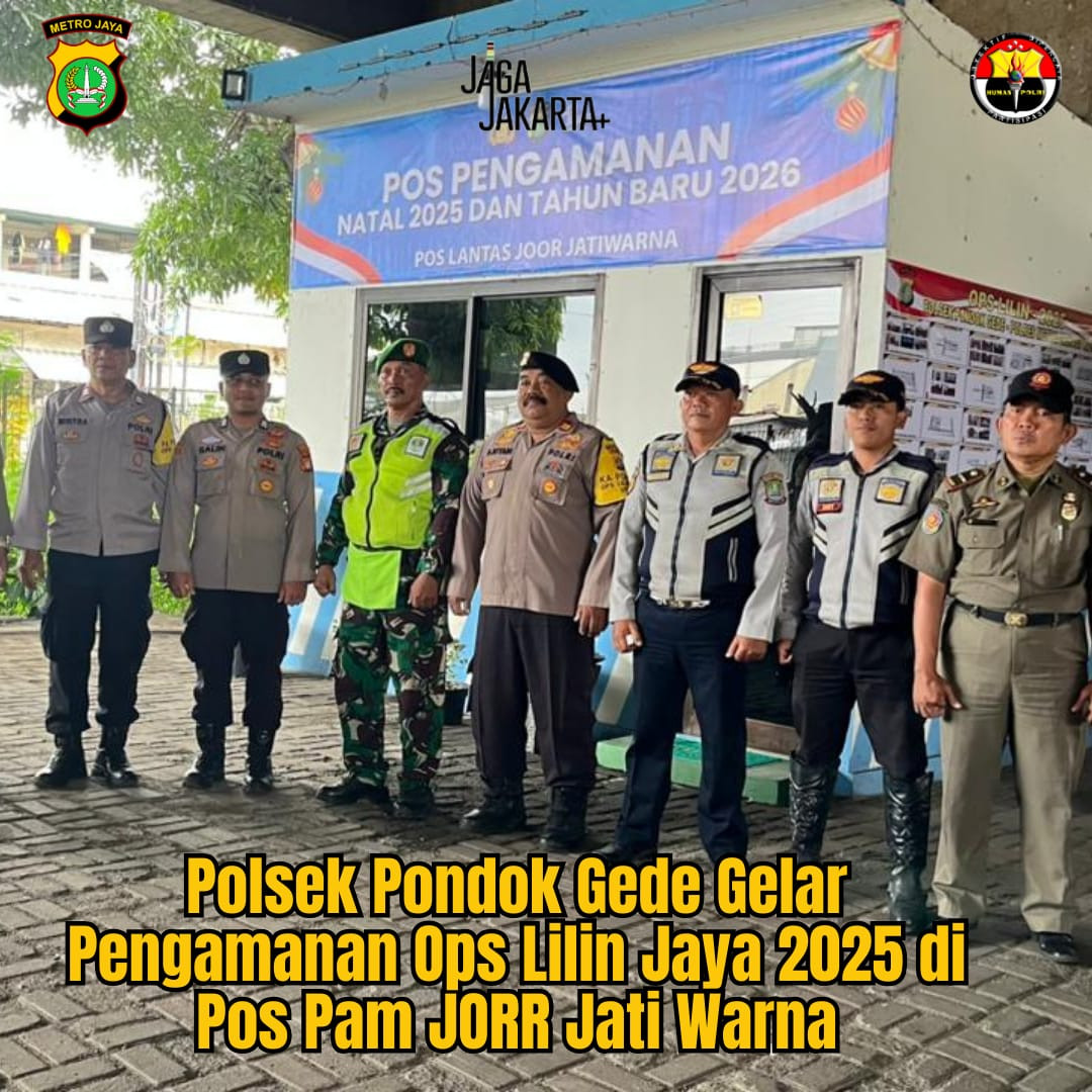Polsek Pondok Gede Gelar Pengamanan Ops Lilin Jaya 2025 di Pos Pam JORR Jati Warna