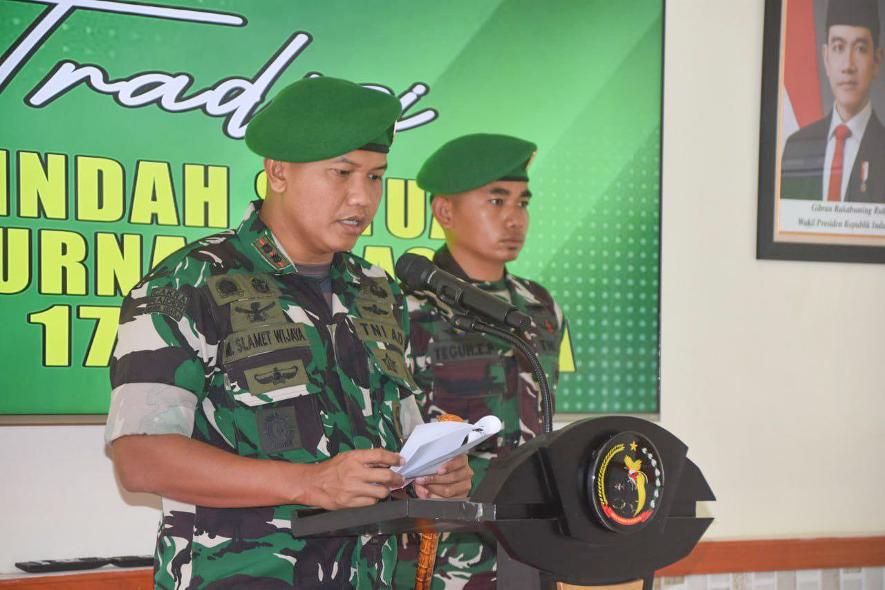 Dandim 1710/Mimika Pimpin Acara Tradisi Korps Pindah Satuan dan Purna Tugas